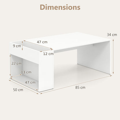 Coffee Table 85cm Coffee Table with Double Layer Storage Space