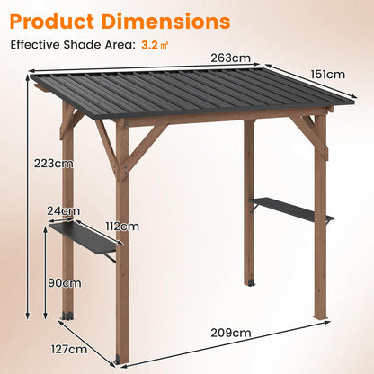 263 x 151 cm Grill Gazebo with 2 Side Serving Shelves