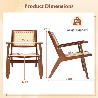 Rattan Accent Chair Mid-Century Modern Comfy Lounge Armchair