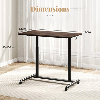 C-Shaped Mobile Standing Desk with Adjustable Height and Lockable Wheels