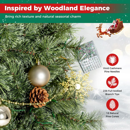 5FT Pre-Lit Artificial Christmas Tree, Hinged Holiday Xmas Tree