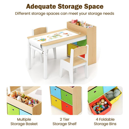 Kids Art Table and Chairs, Wooden Children Study Desk