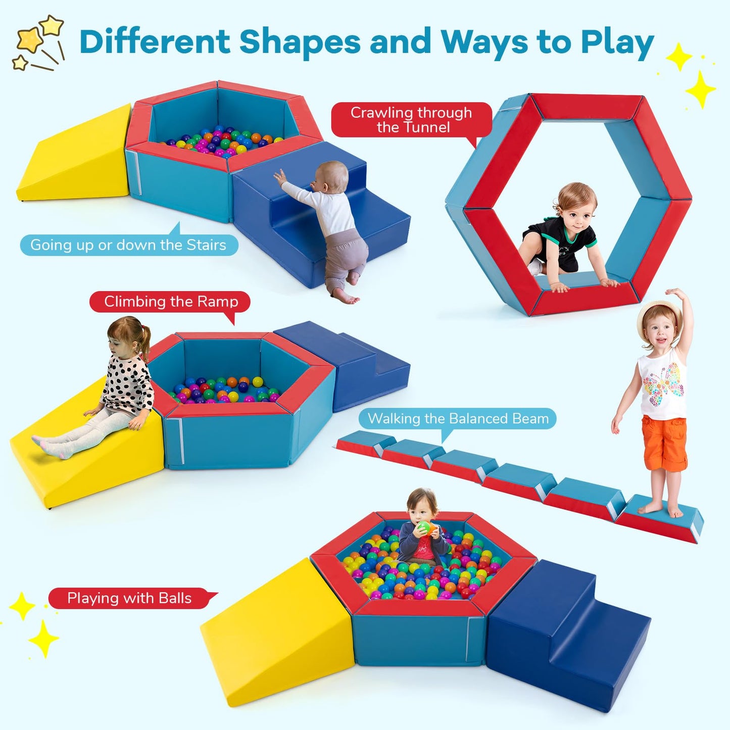 3-Piece Baby Foam Climbing Blocks Indoor Climb and Crawl Activity Play Set