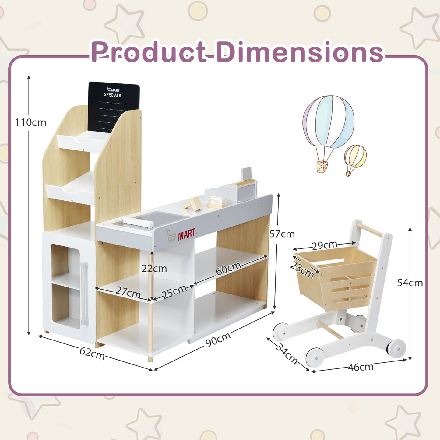 Supermarket Play Set with Shopping Cart for Toddlers