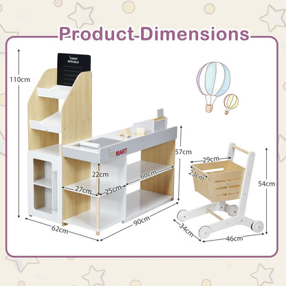 Supermarket Play Set with Shopping Cart for Toddlers