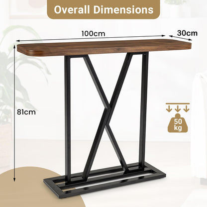 Console Table, 100cm Industrial Slim Accent Entryway Table Hall Desk