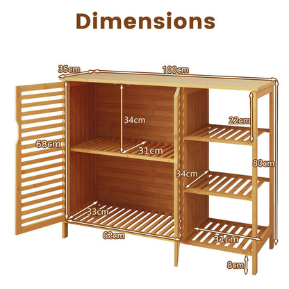 2-Door Bamboo Bathroom Cabinet with Shelves