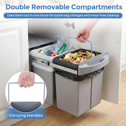40L Built-in Pull Out Trash Can Under Cabinet Under Sink