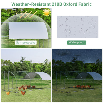 Galvanized Metal Walk-in Hen Run House with Waterproof Cover