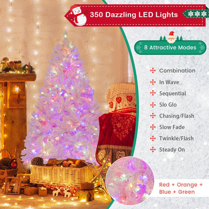 Flocked Artificial Xmas Tree with 808 PVC Branch Tips and 350 LED Lights