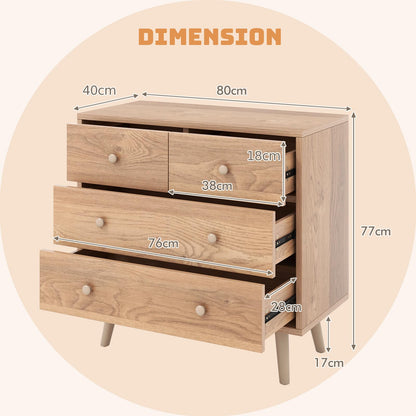 4-Drawer Dresser Modern Storage Chest Cabinet with Handles
