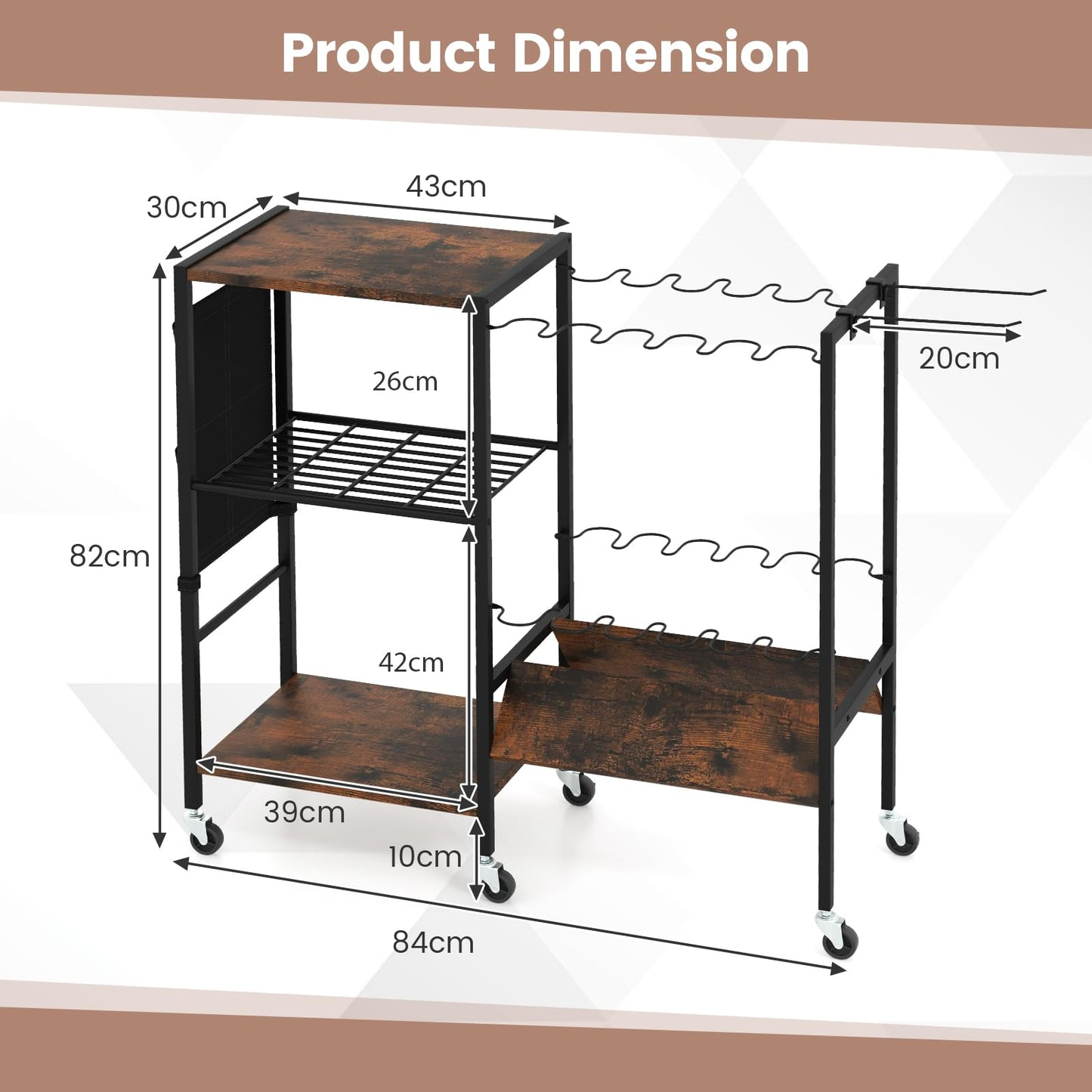 Fishing Rod Holder with Lockable Universal Wheels