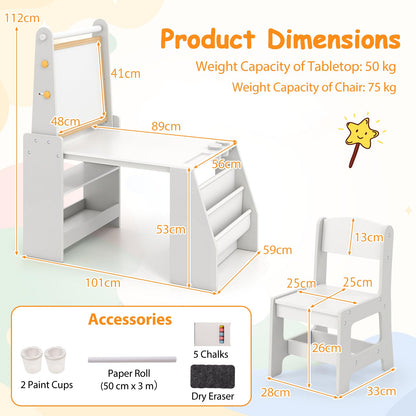 Kids Art Table and Chair Set Multifunctional Kids Activity