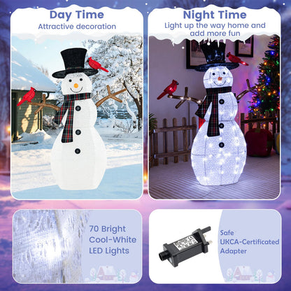 127 CM Pre-Lit Snowman Ornament with Warm-White LED Lights for Holiday Winter Decor