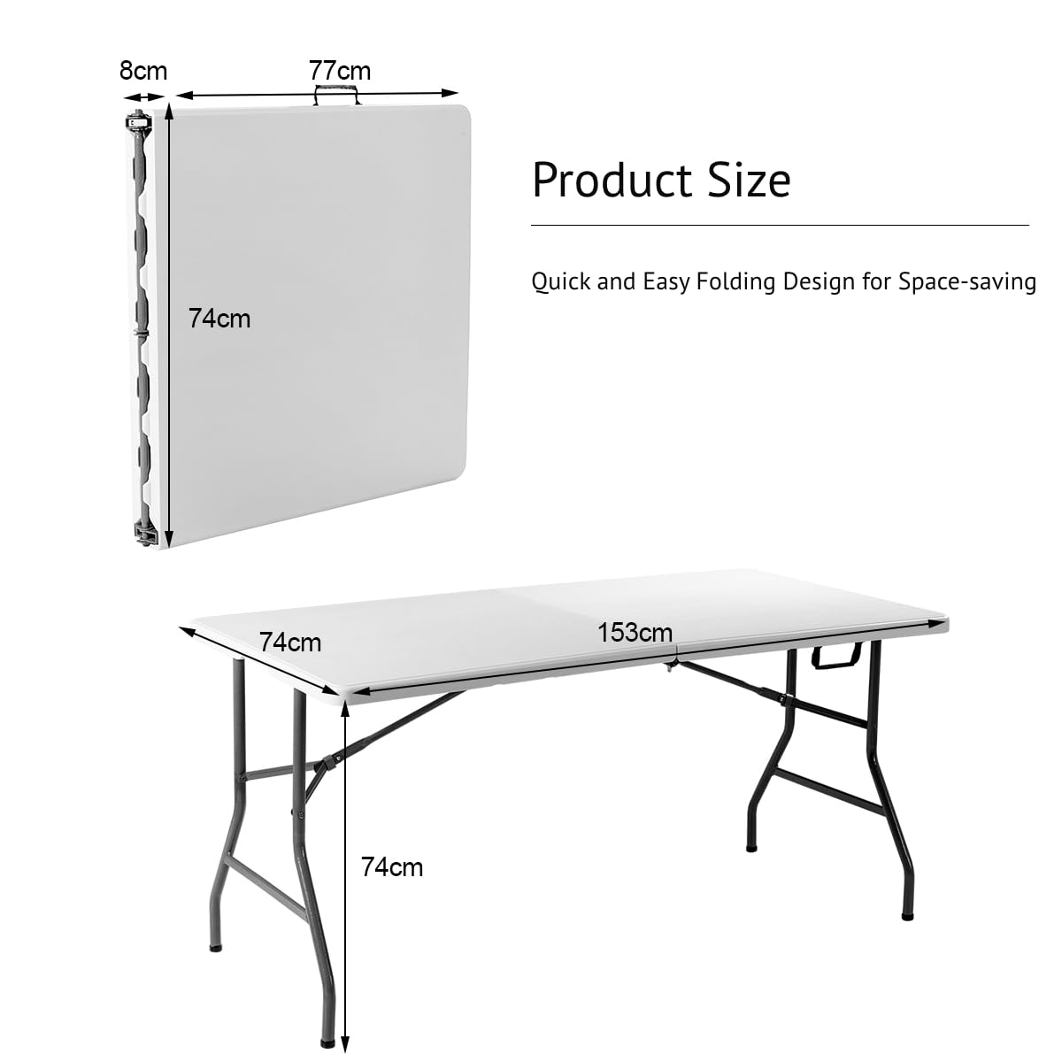 5FT Folding Camping Table with Carrying Handle