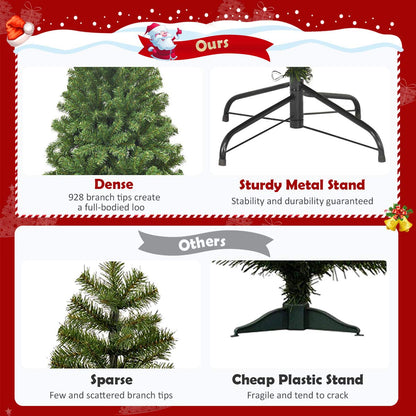 6FT Artificial Christmas Tree with 928 Branch Tips and Metal Stand