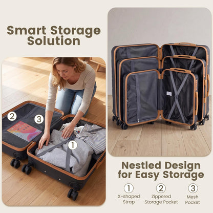 5-Piece Luggage Set with Universal Wheels and ABS Hard Shell for Travel