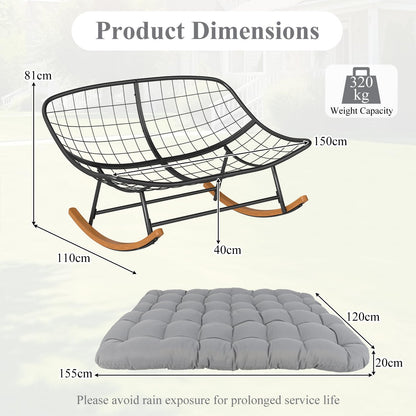 Outdoor Rocking Chair, Oversized Patio Wicker Egg Chair