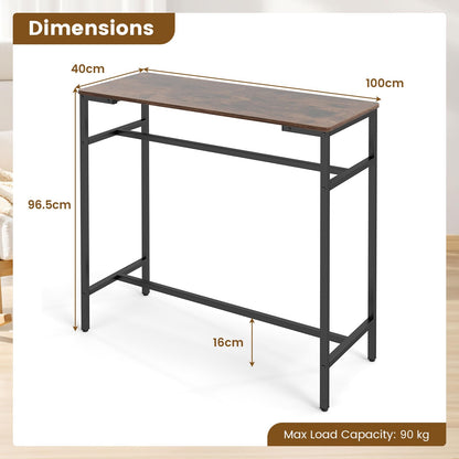 100cm Industrial Bar Table with Footrest