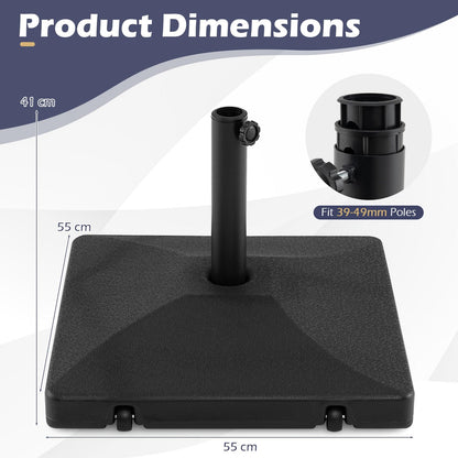 40KG Patio Parasol Base, Water and Sand Fillable Umbrella Stand