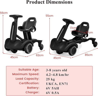 6V Electric Ride on Drift Car for Kids Aged 3-8 Years Old