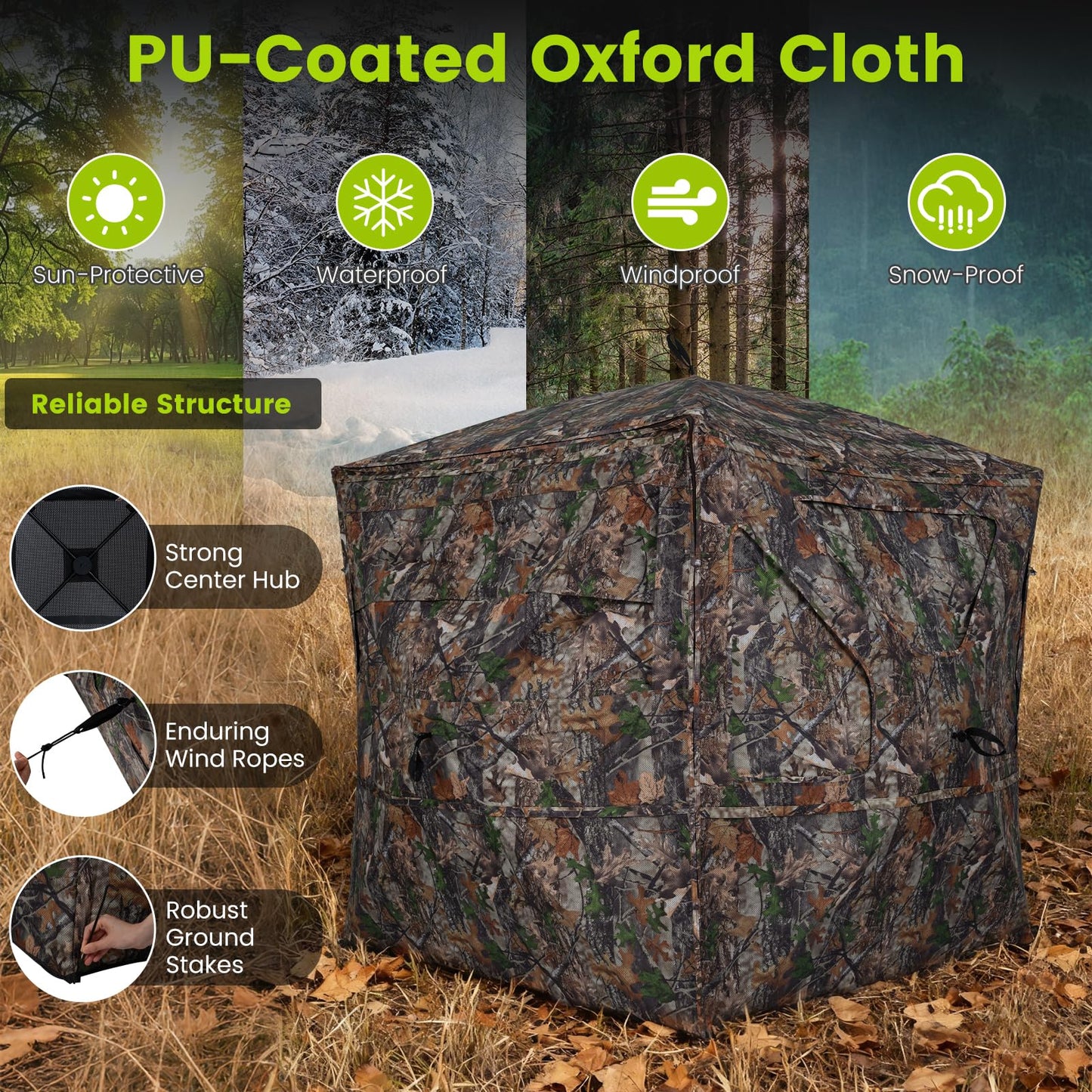 Hunting Blind 270°/360° See Through Pop Up Hunting Tent with Sliding Window and Door