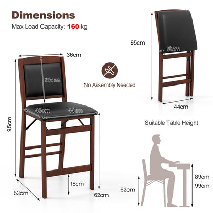 Set of 2 Counter Height Chairs with Rubber Wood Legs