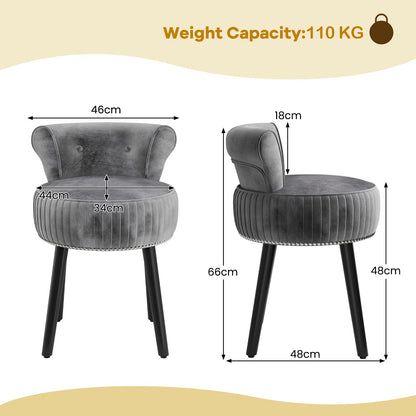 Dressing Table Stool, Upholstered Velvet Vanity Stool Chair Footrest