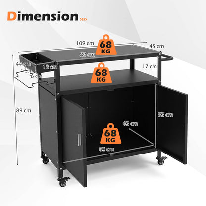 Outdoor Grill Cart with Storage Side Handle and Metal Top