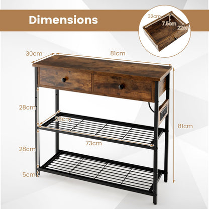 Entryway Narrow Console Table with Charging Station