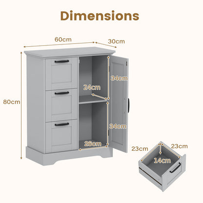 Farmhouse Floor Cabinet with Barn Door, Freestanding Bathroom Storage Organizer