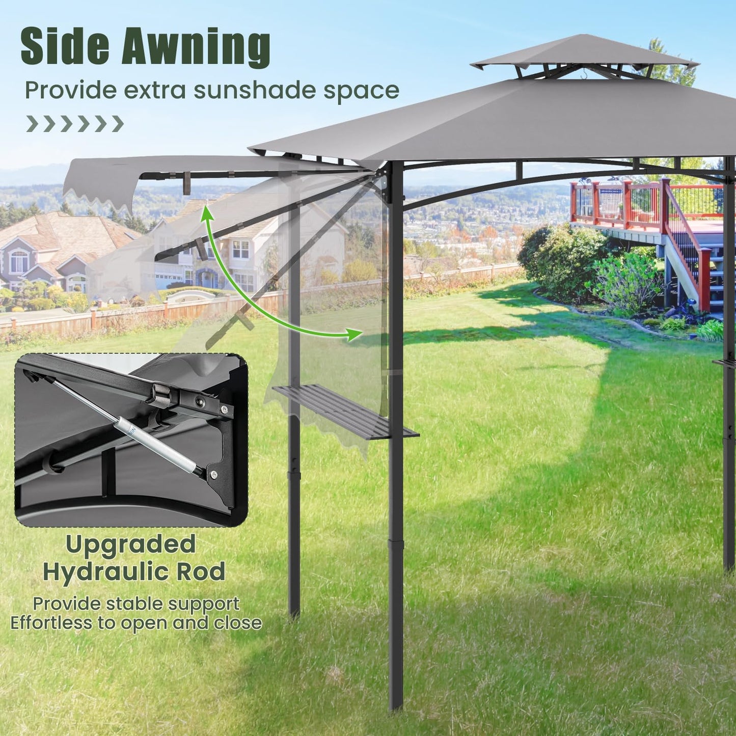 Fire Resistant Waterproof Outdoor BBQ Shelter with 2 Side Shelves