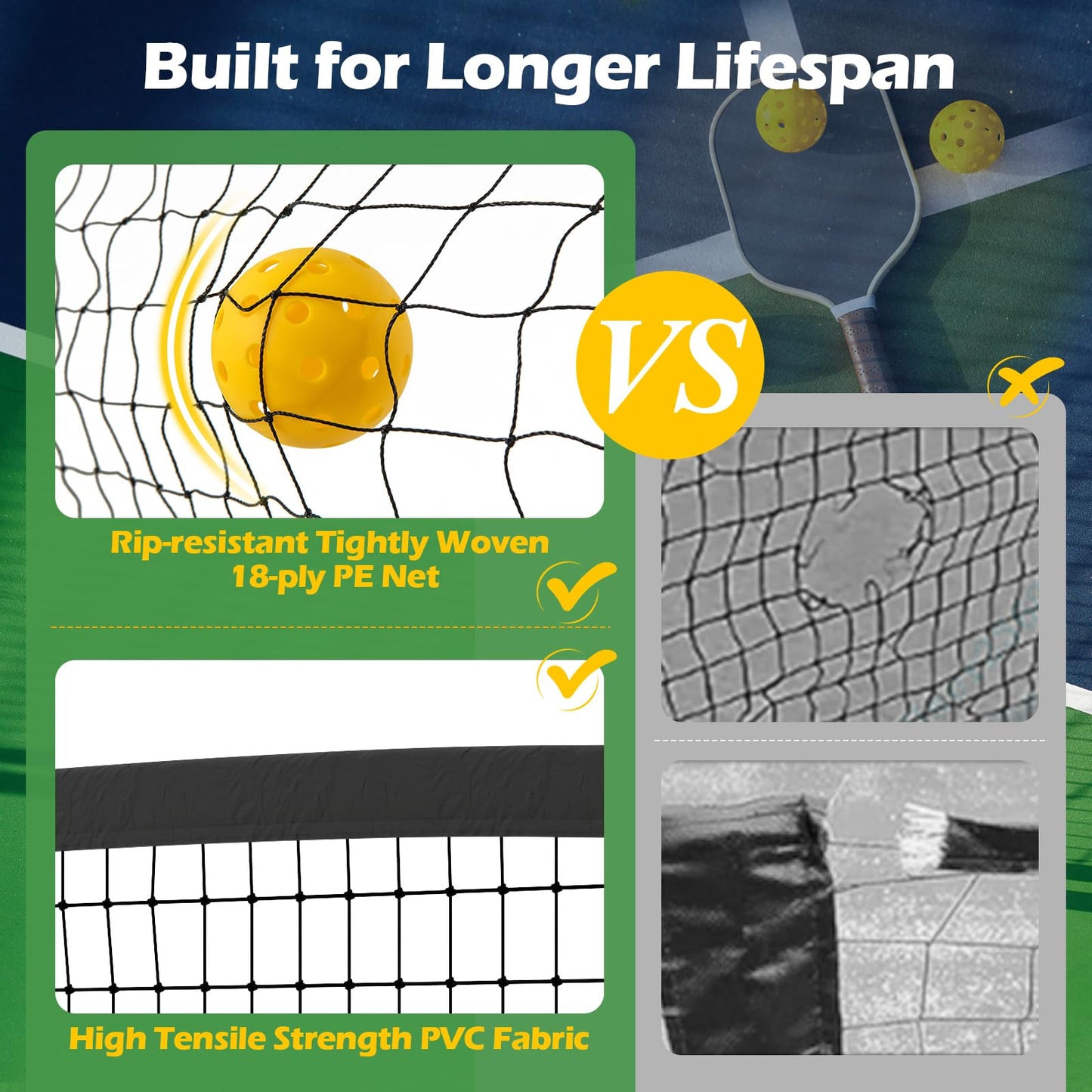 Portable Regulation Size Pickle Ball Net System with 6 Lockable Wheels