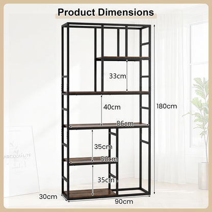 Bookshelf, Industrial Etagere Bookcase with Open Storage Shelves