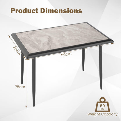Giantex Dining Table 110 x 70cm Sintered Stone Rectangular Kitchen Tables with Faux Marble Tabletop