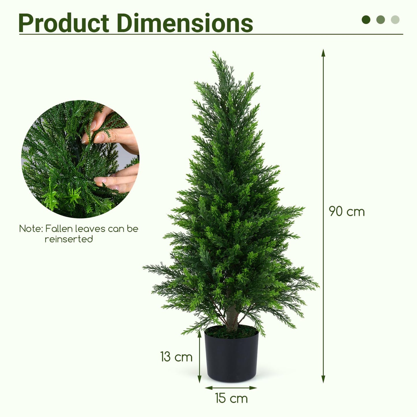 90CM/120CM Artificial Topiary Cedar Cypress Tree, Indoor Outdoor Fake Tree with Cement Plastic Pot