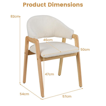 Dining Chairs Set of 2, Sherpa Fabric Upholstered Kitchen Chairs with Rubber Wood Frame