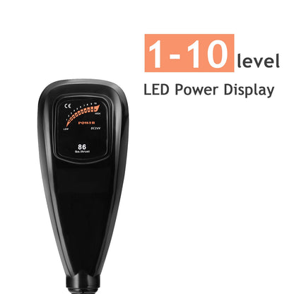 24V 86LBS Transom Mounted Outboard Motor with Telescopic Handle & LED Battery Indicator