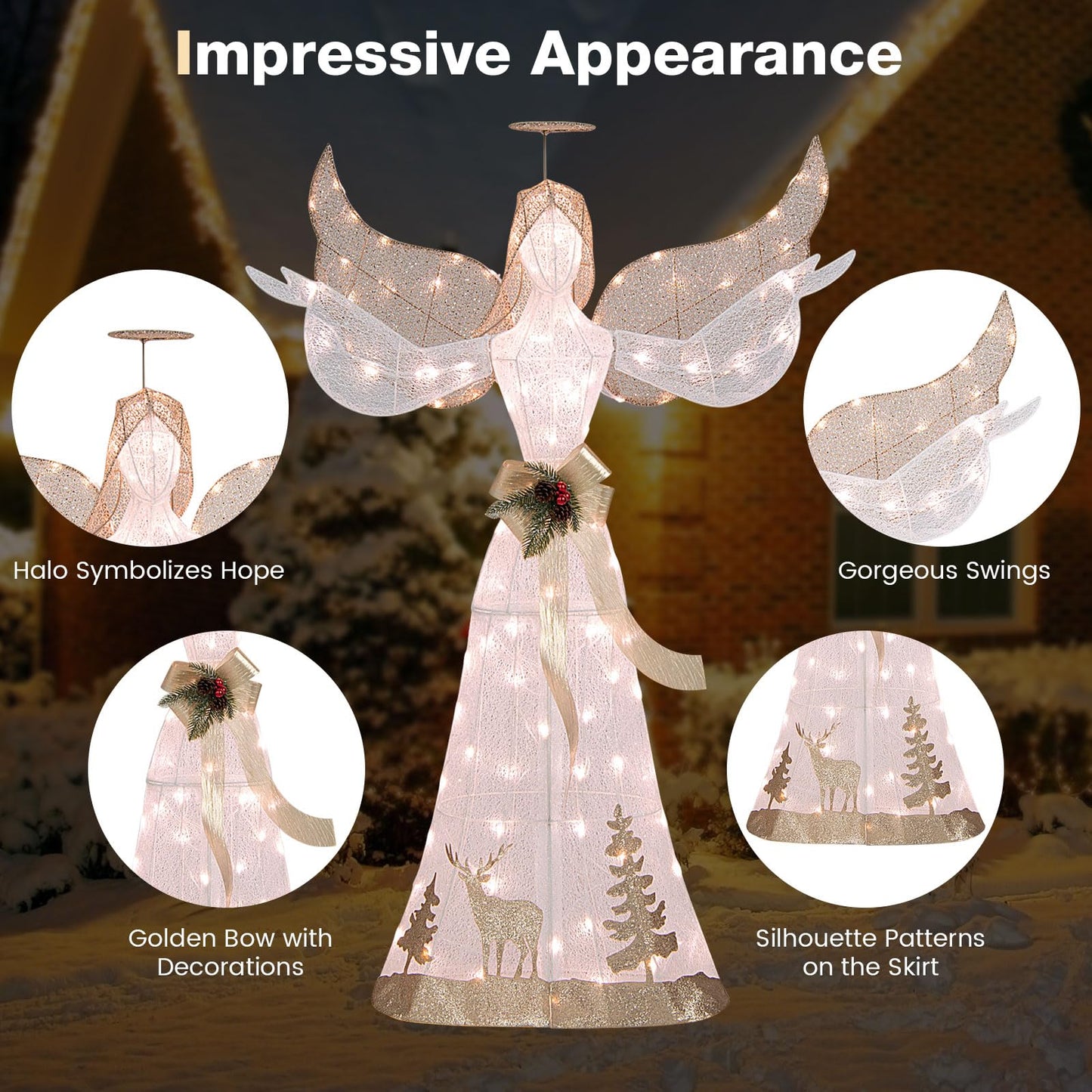 150 cm Lighted Christmas Angel Decoration with 100 LED Lights