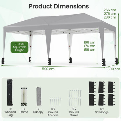 590 x 300 CM Outdoor Pop up Canopy Tent with Wheeled Bag