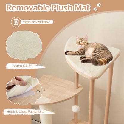 Multi-level Modern Wood Cat Tree with Scratching Board and Post