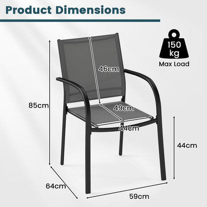 2 Pieces Outdoor Dining Chairs with Armrests and Breathable Fabric