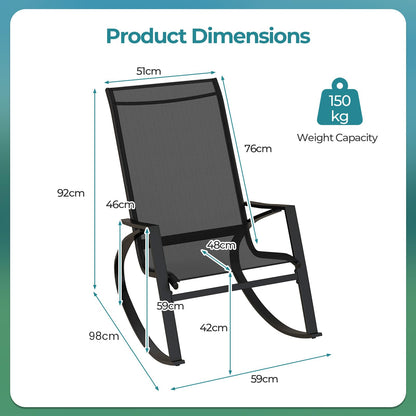 2 Pieces Outdoor Rocking Armchairs Relax Porch Rocker with Non-Slip Rubber Mats