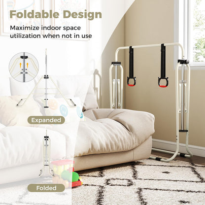 Folding Gymnastics Bar, Height Adjustable Horizontal Kip Bars with Anti-slip Base