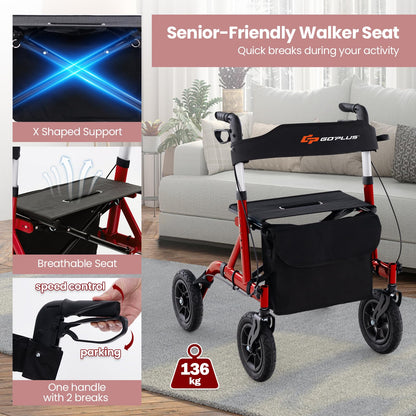 Height Adjustable Rolling Walker with Seat