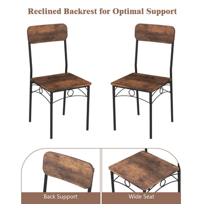 5-Piece Dining Table Set Industrial Metal Frame with Rectangular Table