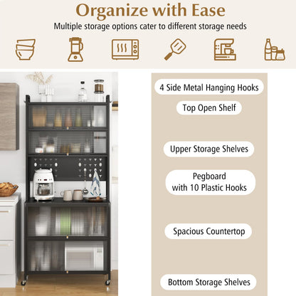 5 or 6 Tier Kitchen Pantry Cabinet Buffet Cabinet with Hutch