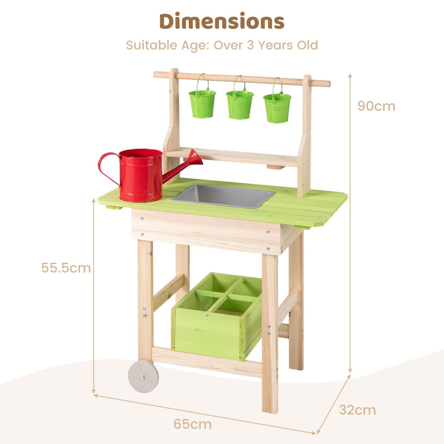 Mud Kitchen, Outdoor Kids Play Kitchen with Removable Pots