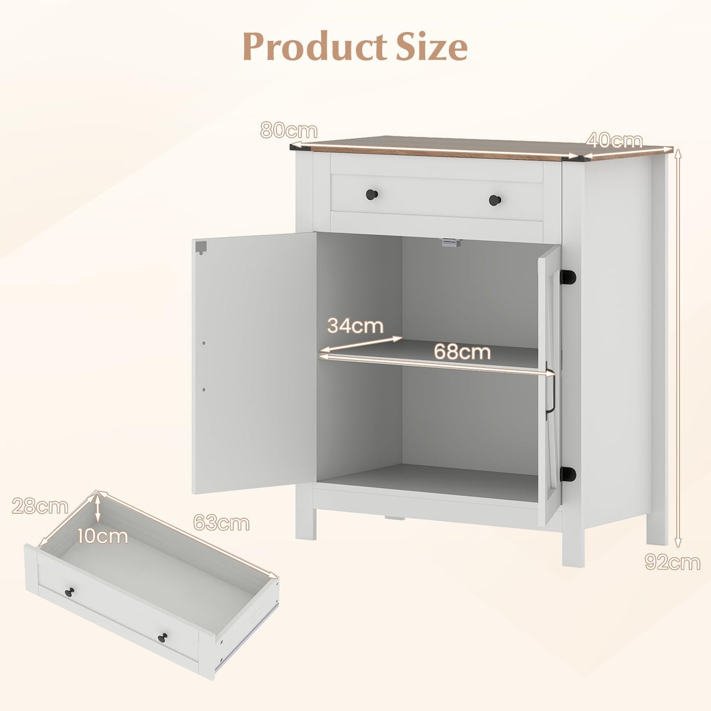 Buffet Sideboard, Kitchen Storage Cabinet with 2 Doors
