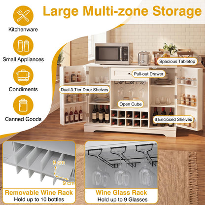 Sideboard Cabinet 120 CM Kitchen Storage Cabinet with Door Shelves